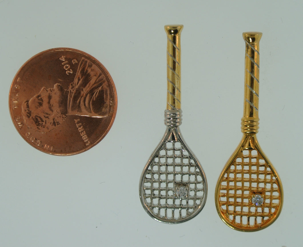 03 Tennis Racket Pendant - Gold Plated - #189E