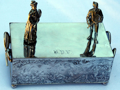 Silver Plated Box with Tennis Players